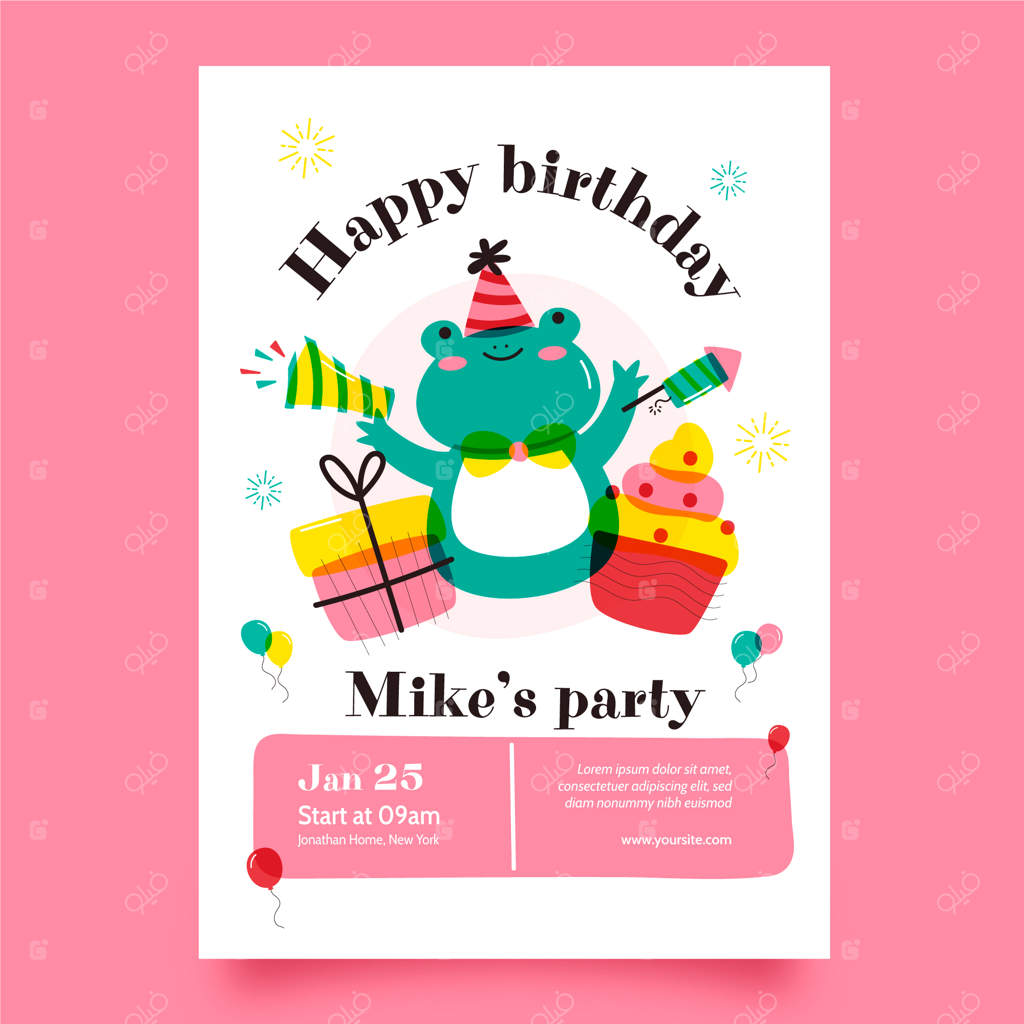 قالب پوستر عمودی جشن تولد کودکان