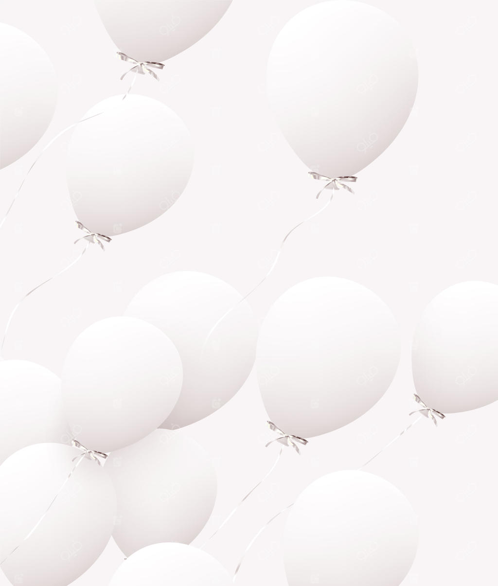 زمینه جشن با بادکنک‌های هلیومی: جشن تولد، پوستر، بنر و سالگرد خوش. عناصر طراحی دکوراتیو واقعی. بادکنک سه‌بعدی با نوار سفید رنگ. کارت تبریک