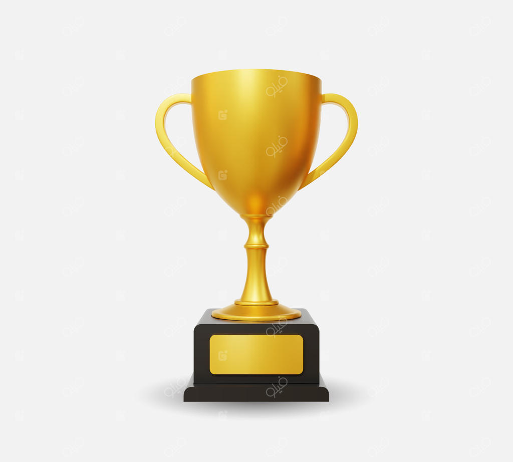 جام طلایی واقع‌گرایانه با فضای متن.