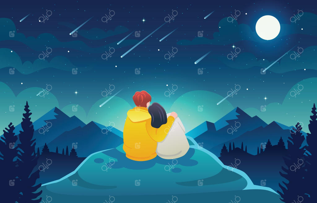 زوجی در حال تماشای بارش شهابی