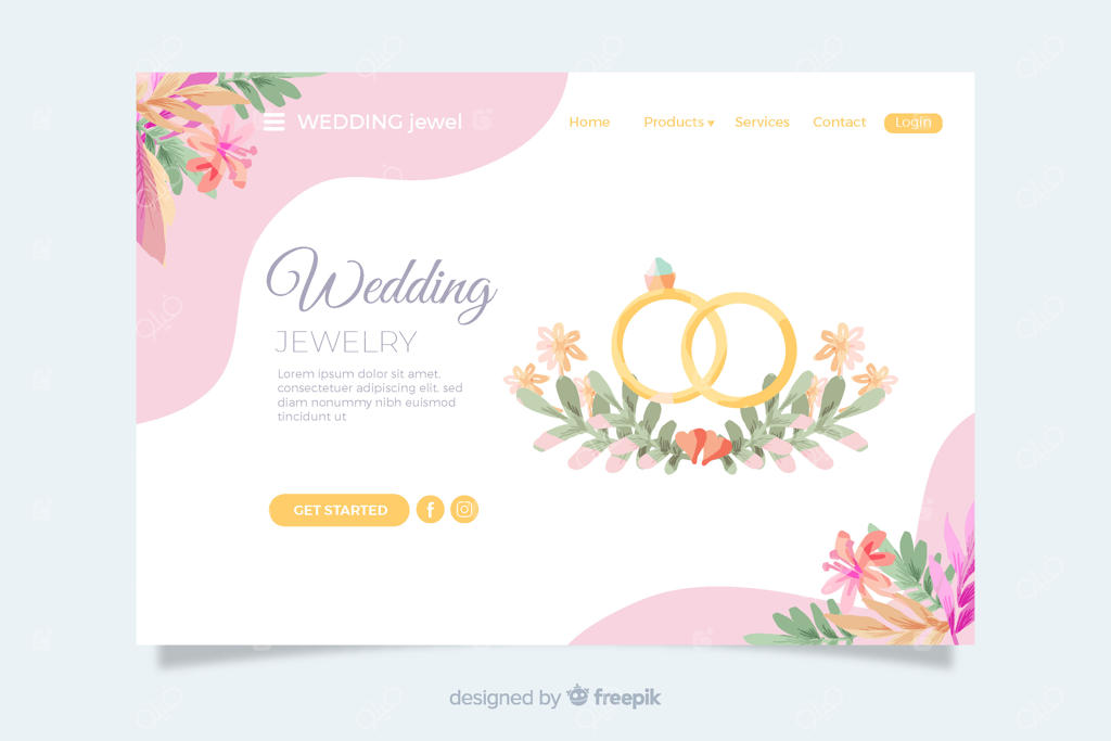 صفحه فرود عروسی با حلقه‌های طلایی