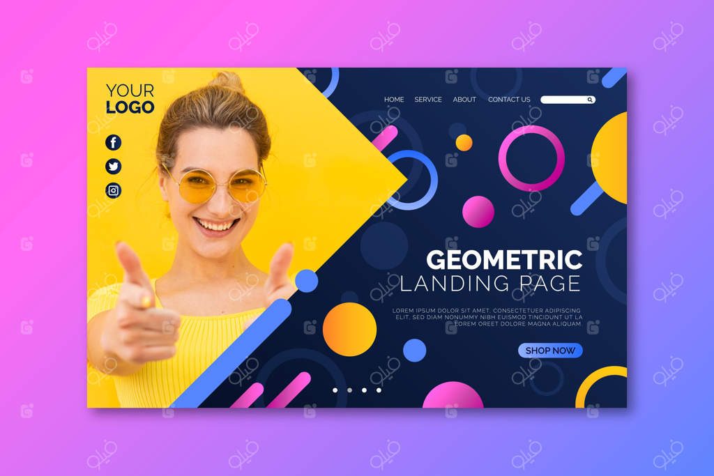 صفحه فرود زن خوشحال با عینک آفتابی