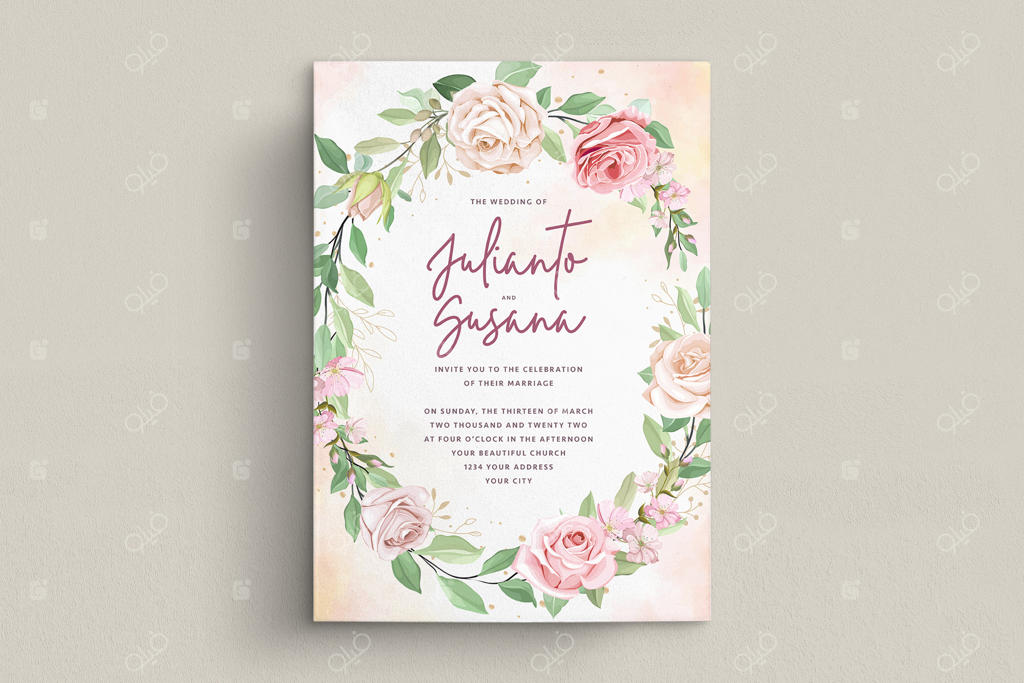 مجموعه کارت دعوت عروسی با طرح گل های شیک و ظریف