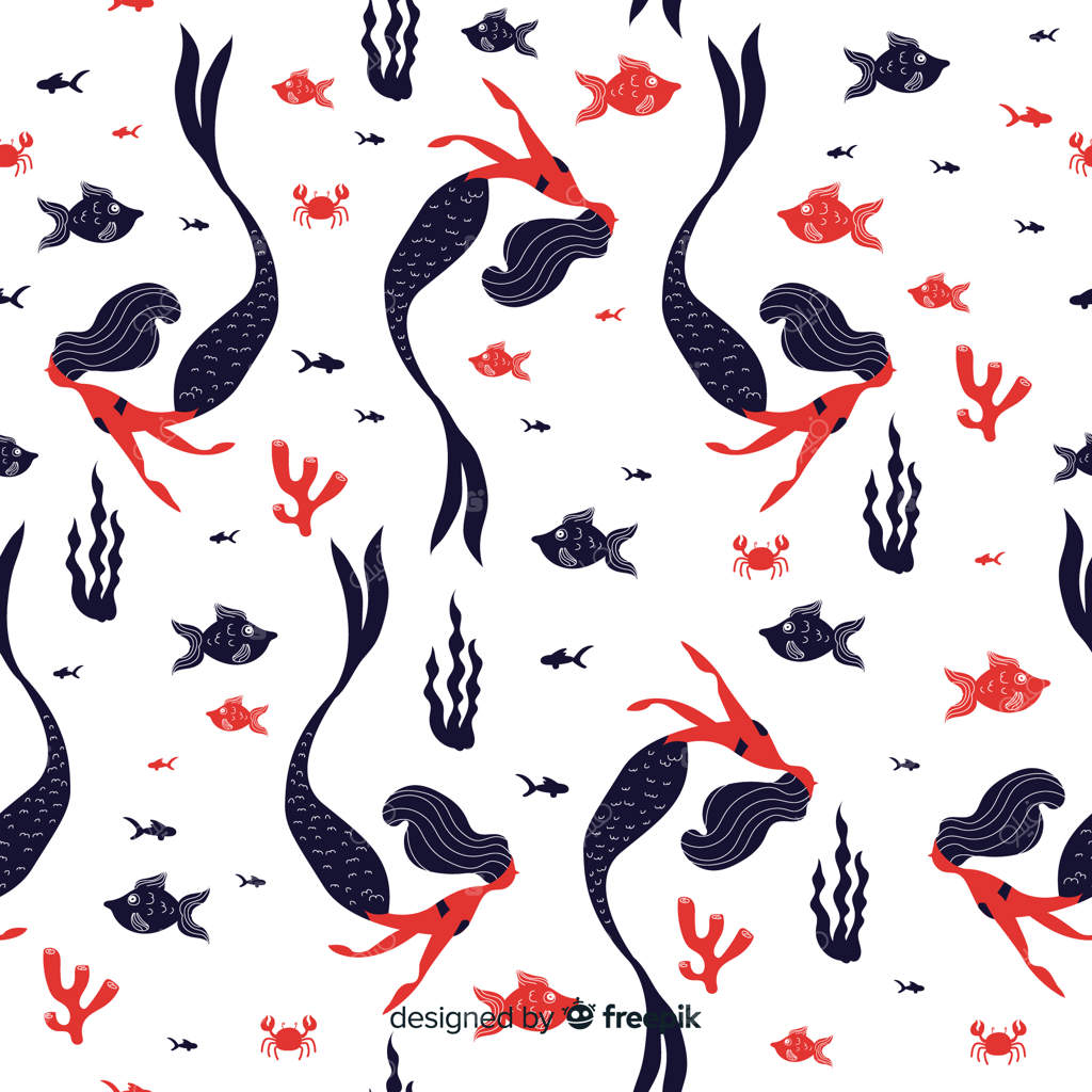 طرح پری دریایی دستی کشیده شده