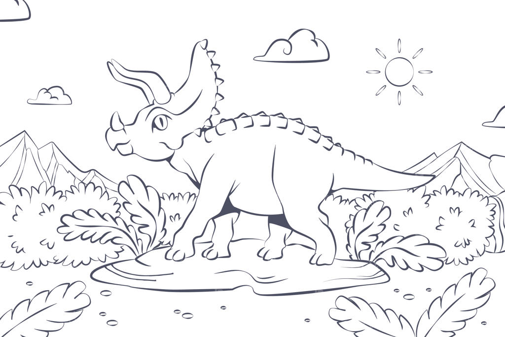 تصویرسازی دستی دایناسور برای کتاب رنگ‌آمیزی