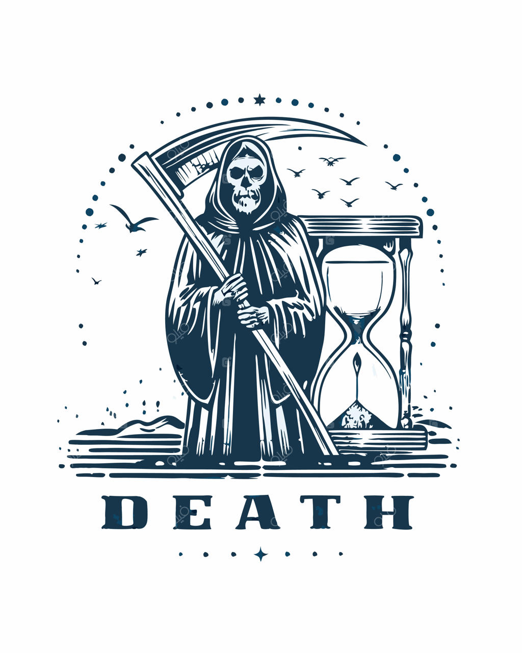 فرشته مرگ با ساعت شنی در دست