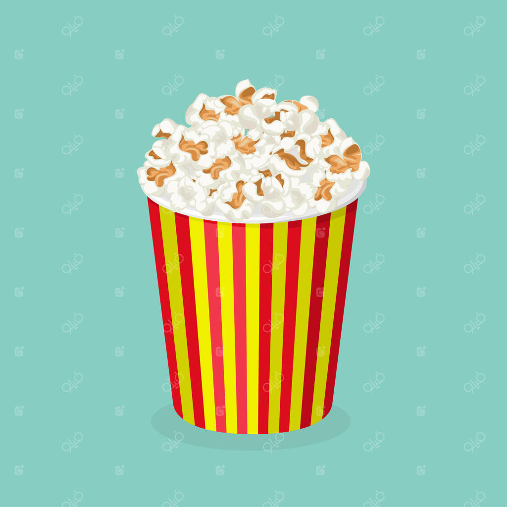 بسته‌بندی کاغذی با خطوط قرمز و سفید برای پاپ‌کورن