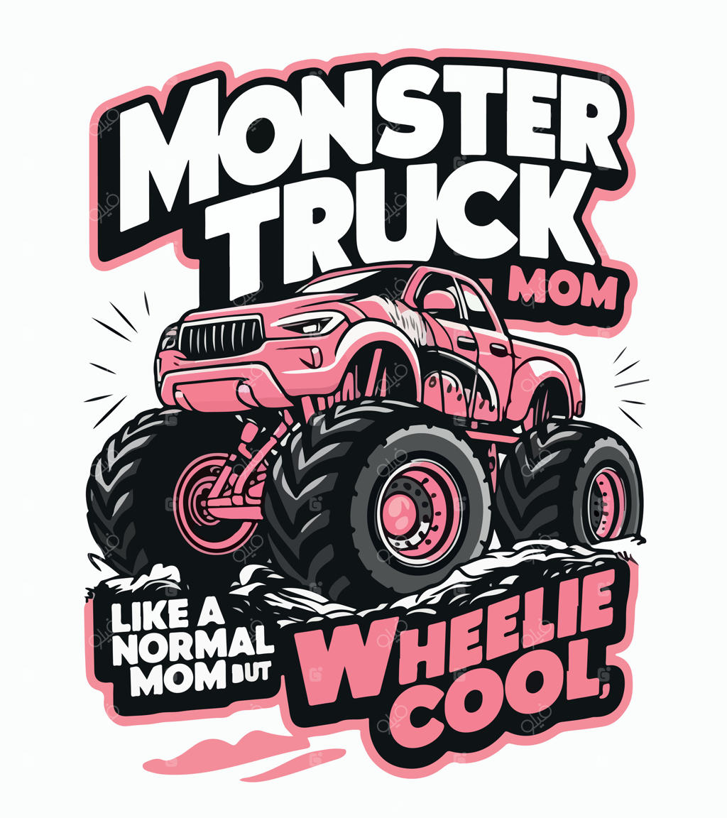 مانستر تراک صورتی با نوشته Monster Truck