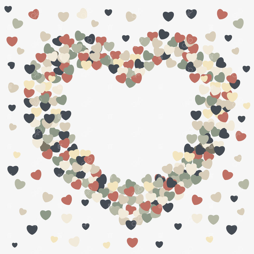 قاب قلب. تعداد زیادی قلب. مجموعه نمادهای عشق.