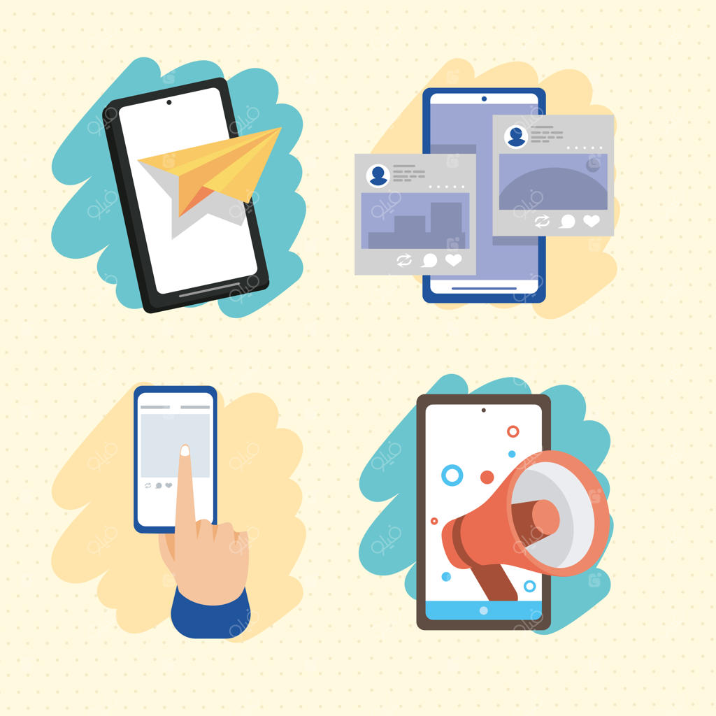 چهار آیکون شبکه اجتماعی