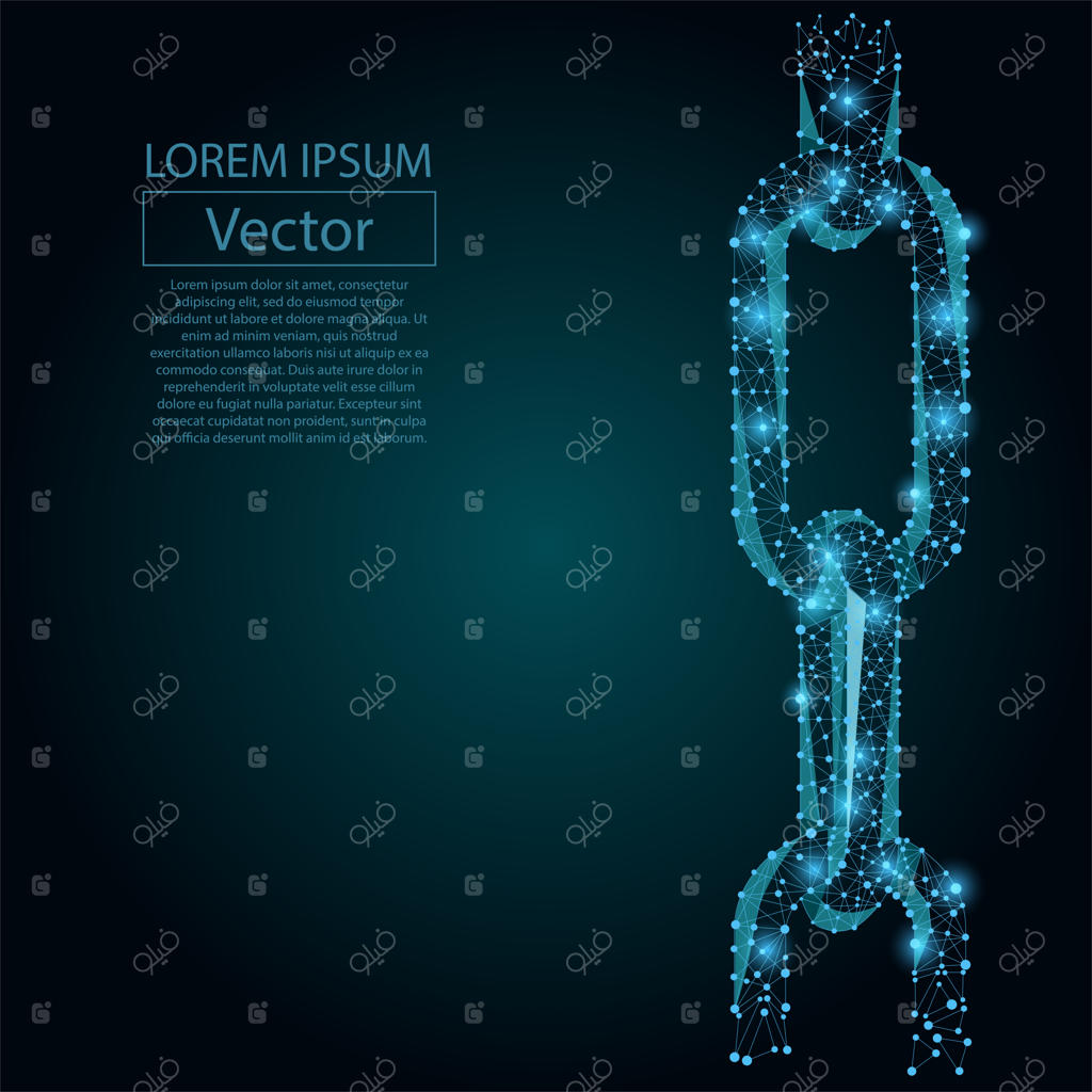 زنجیره‌های خط و نقطه انتزاعی. مفهوم اتصال وایرفریم. تصویر برداری پولی‌گونال کم‌جزئیات