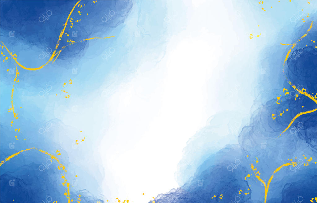 زمینه انتزاعی آبرنگی به رنگ‌های آبی و طلایی