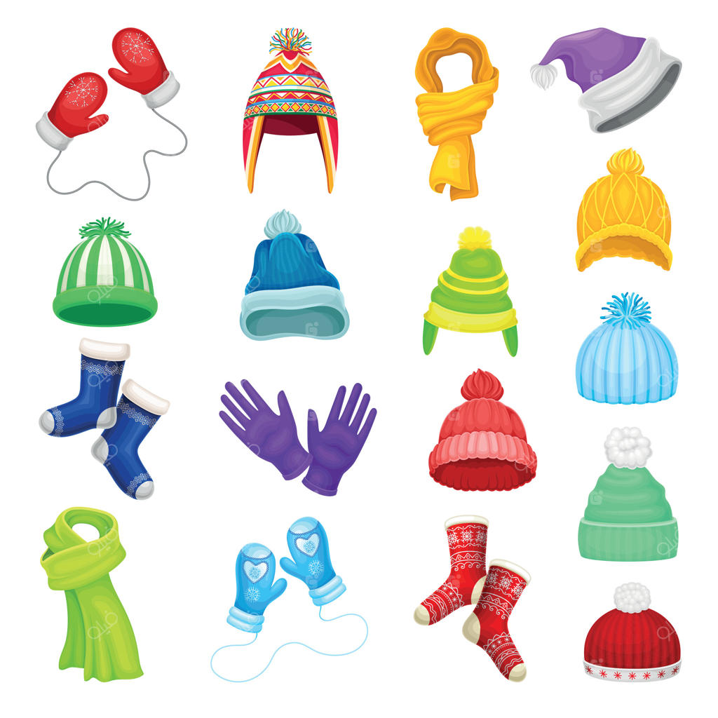 لباس‌های زمستانی با ست کلاه، شال‌گردن و دستکش