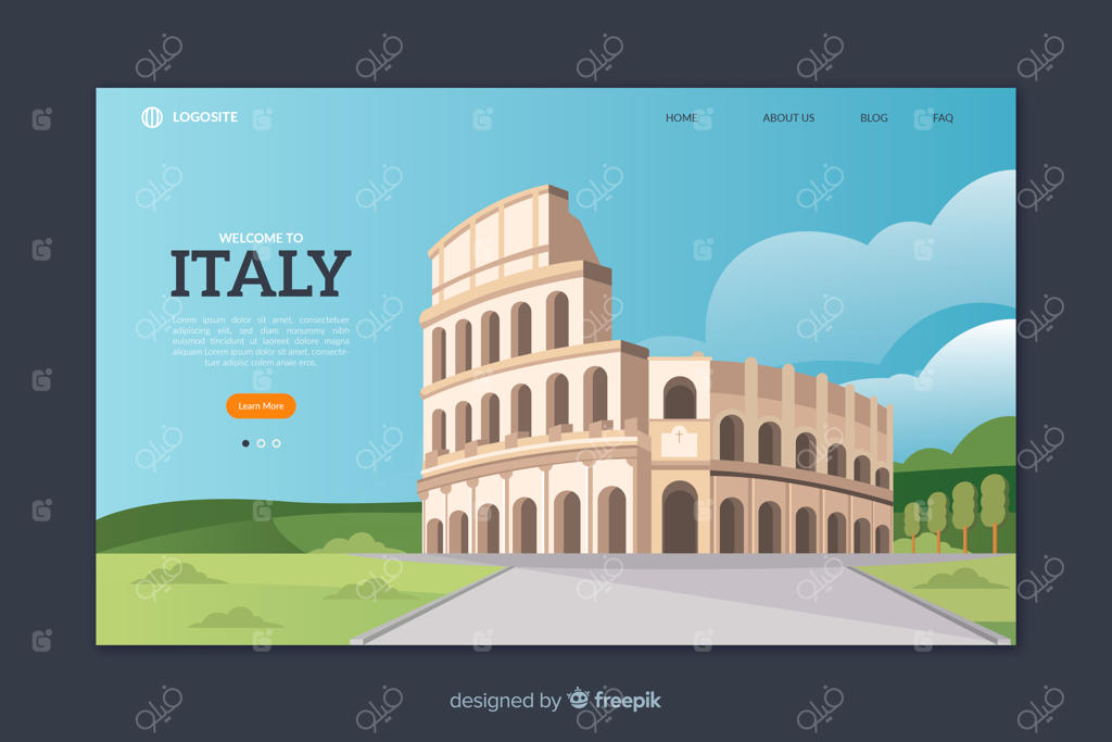 قالب صفحه فرود "خوش‌آمدید به ایتالیا"