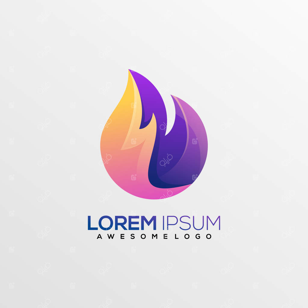 طراحی وکتور لوگوی آتش با گرادیانت رنگارنگ