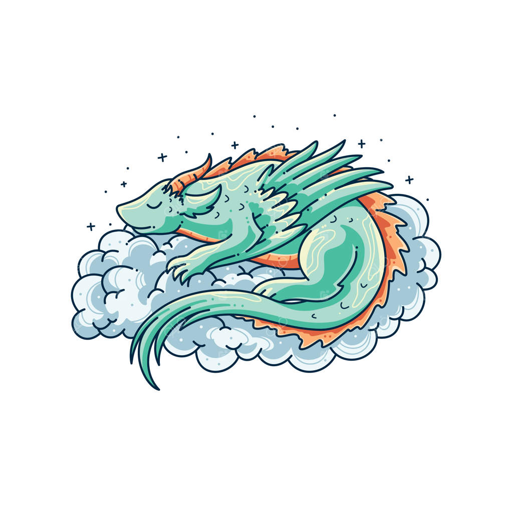 طراحی تصویر اژدهای خواب‌آلود بامزه