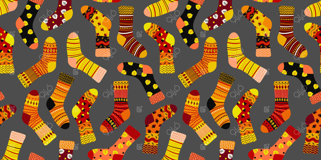 مجموعه‌ای شاد از طرح‌های جوراب رنگارنگ با فرمت وکتور پرو