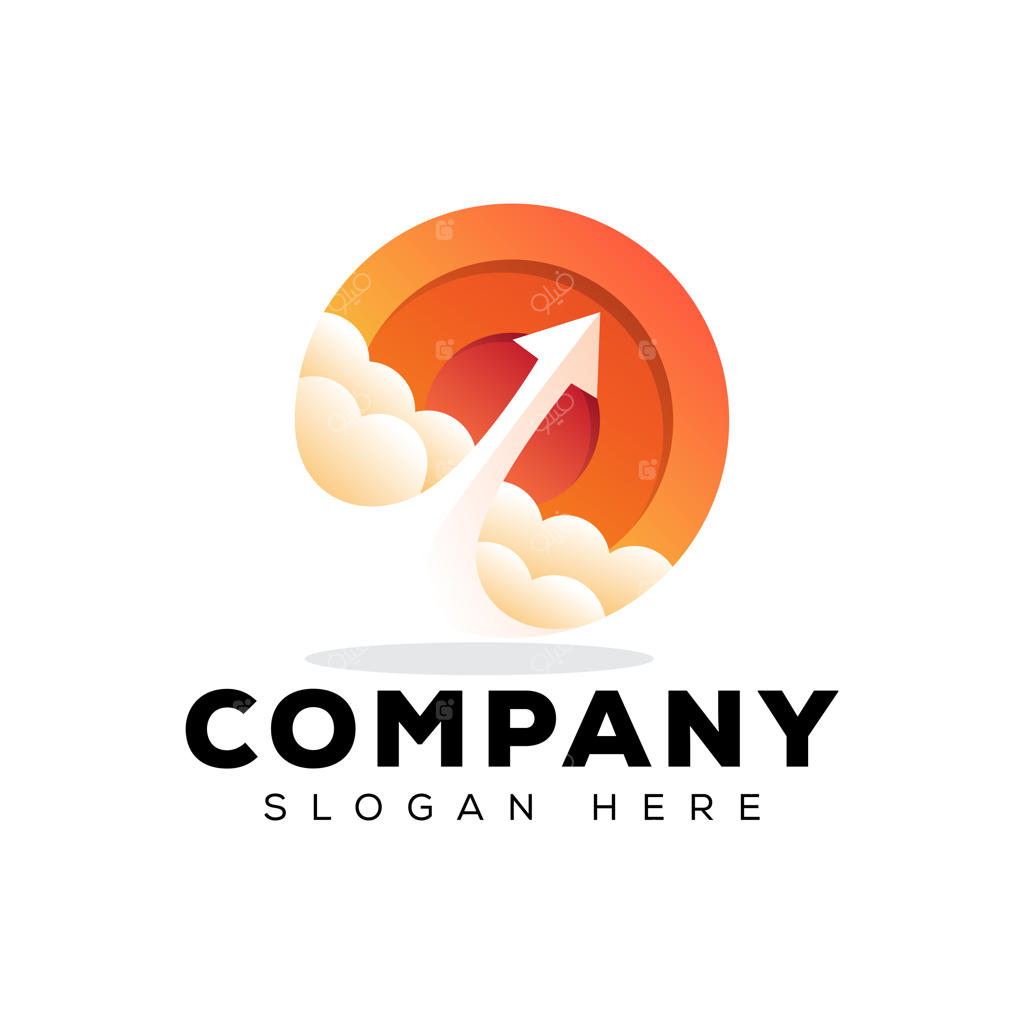 طراحی لوگو تجاری با فلش و موشک به صورت گرادیان