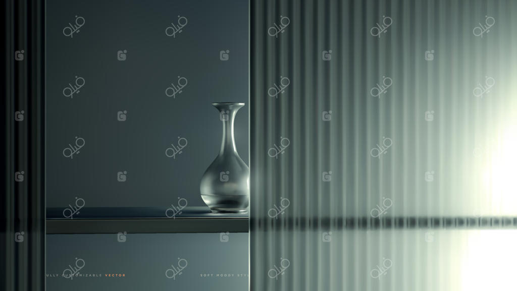 صحنه‌ای واقعی و دل‌انگیز برای قرارگیری محصولات یا پودیوم با شیشه مات و شیک وکتور