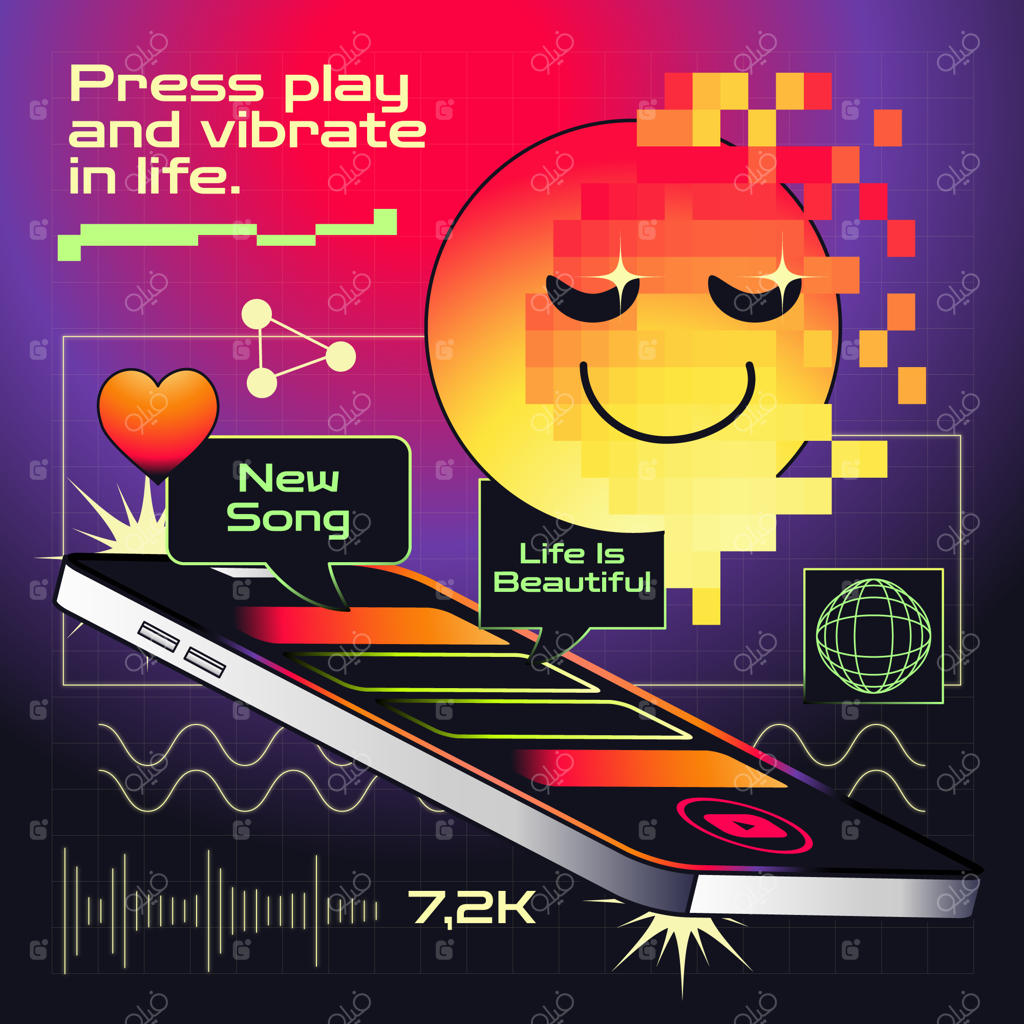 تصویرسازی اعلان شبکه‌های اجتماعی با گرادیانت