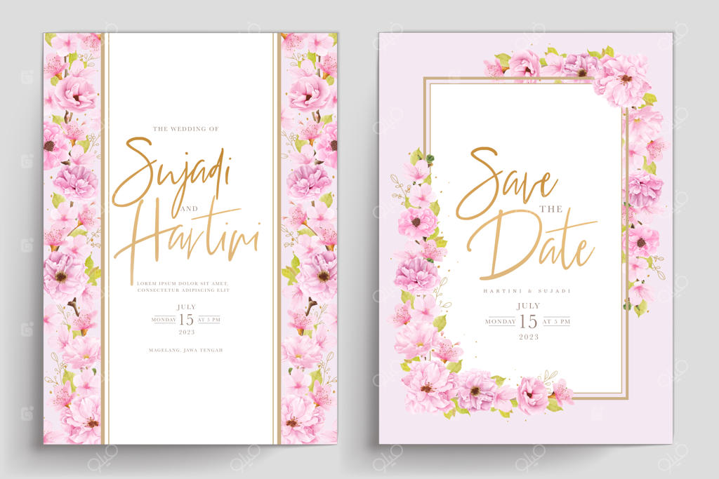 طراحی قاب شکوفه گیلاس با آبرنگ