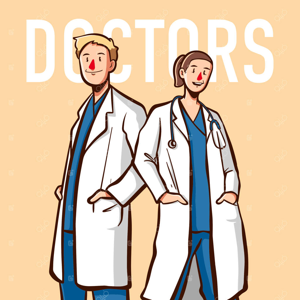پزشکان در سبک طراحی دستی وکتور شده