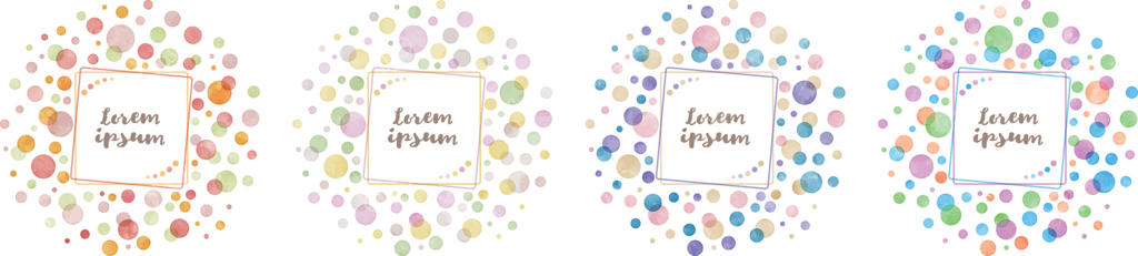 قاب‌های رنگارنگ وکتوری با نقطه‌های آبرنگی