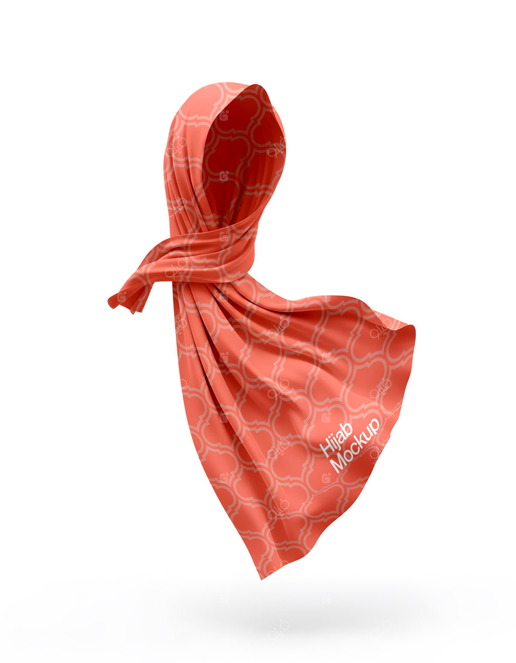 موکاپ روسری طرح‌دار مرجانی