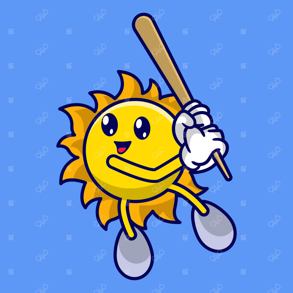 کارتون بامزه آفتاب در حال بازی بیسبال