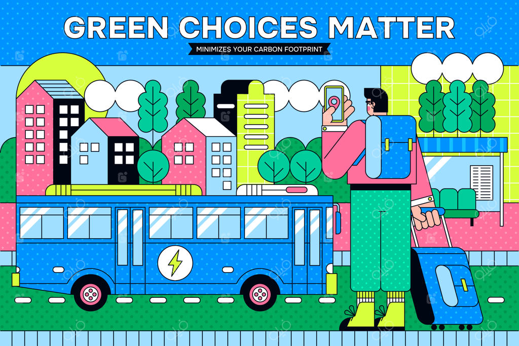 تصویرسازی سفر پایدار و ساده