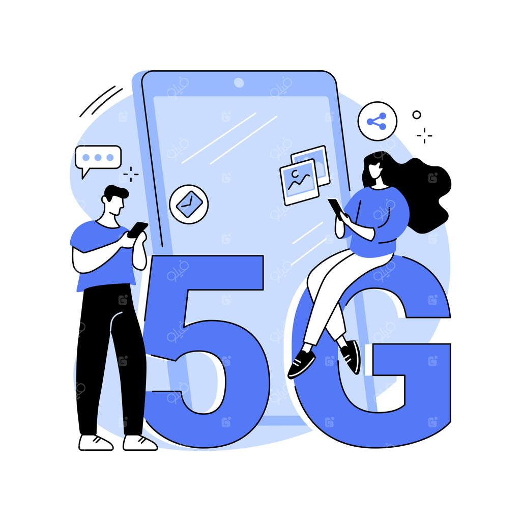 نقشۀ مفهومی شبکه 5G تلفن‌های همراه به‌صورت تصویر برداری抽象