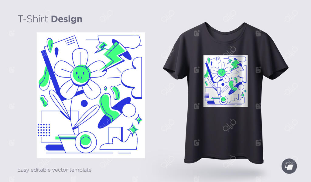 چاپ تصویرسازی‌های مدرن و انتزاعی بر روی تی‌شرت، سویشرت، قاب موبایل و اقلام سوغاتی