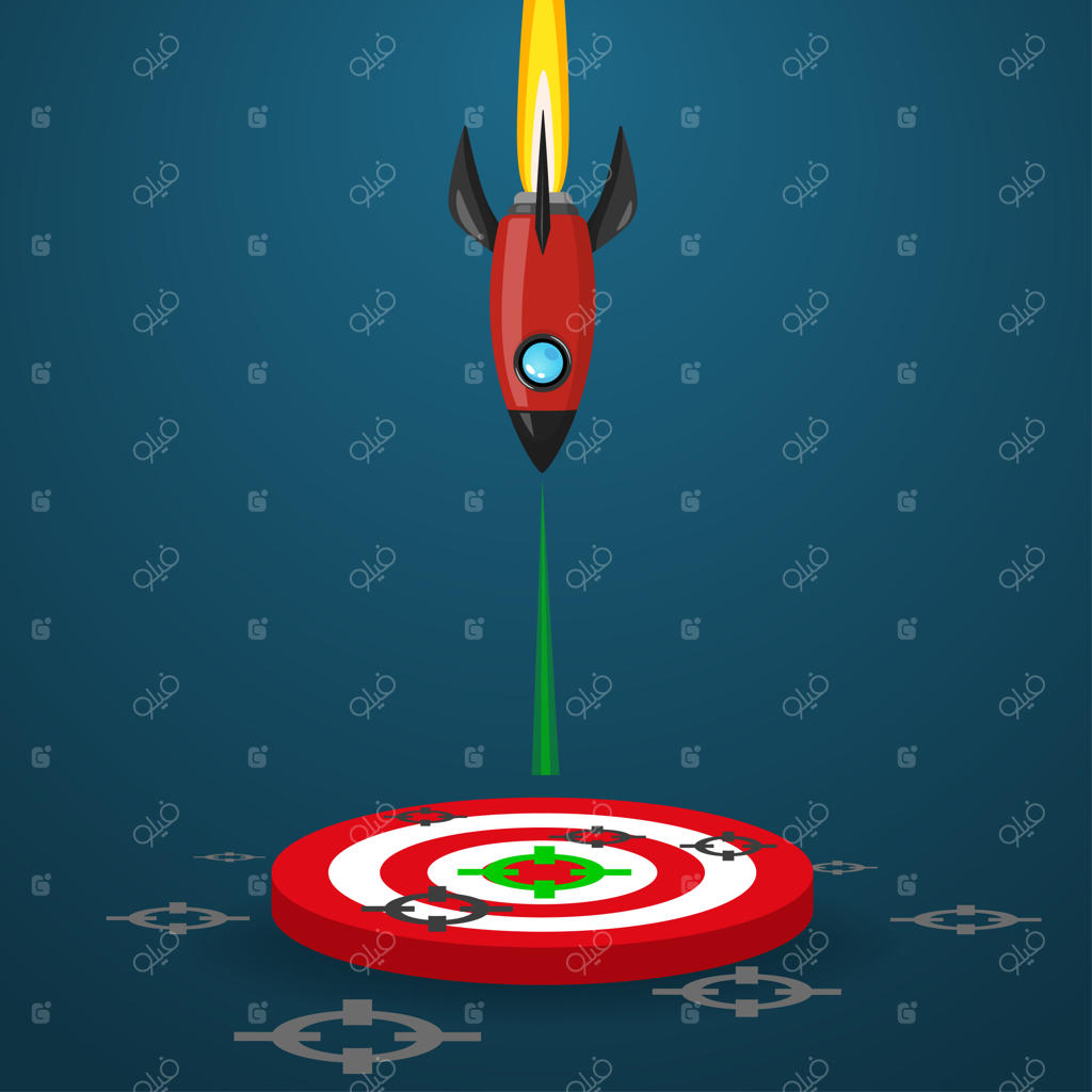 پرتاب موشک فضایی به سمت هدف روی زمین.