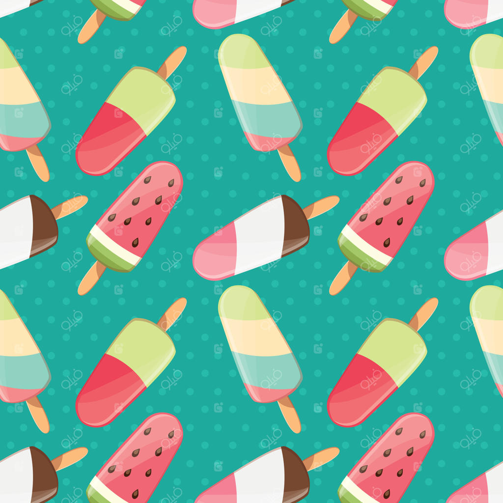 پترن یکپارچه بستنی، پس‌زمینه‌ای شاداب برای تابستان، خوراکی‌های شیرین و خوشمزه