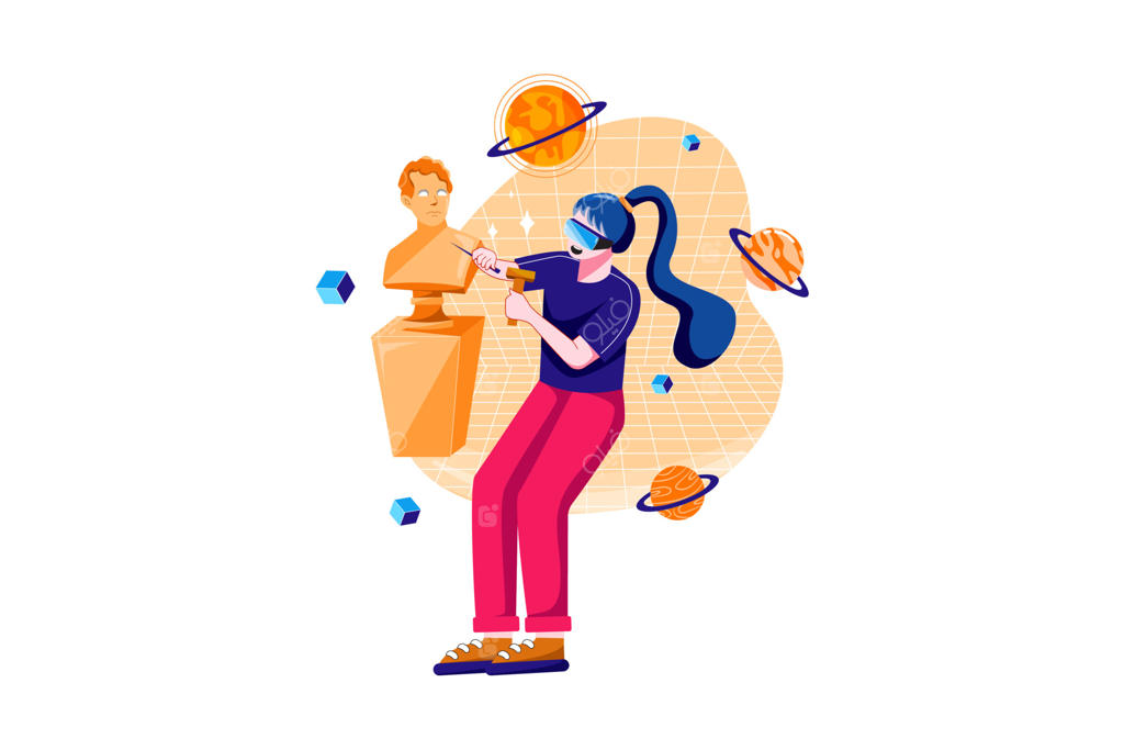 مجسمه‌سازی مدل سه‌بعدی با عینک واقعیت مجازی توسط هنرمند مدرن