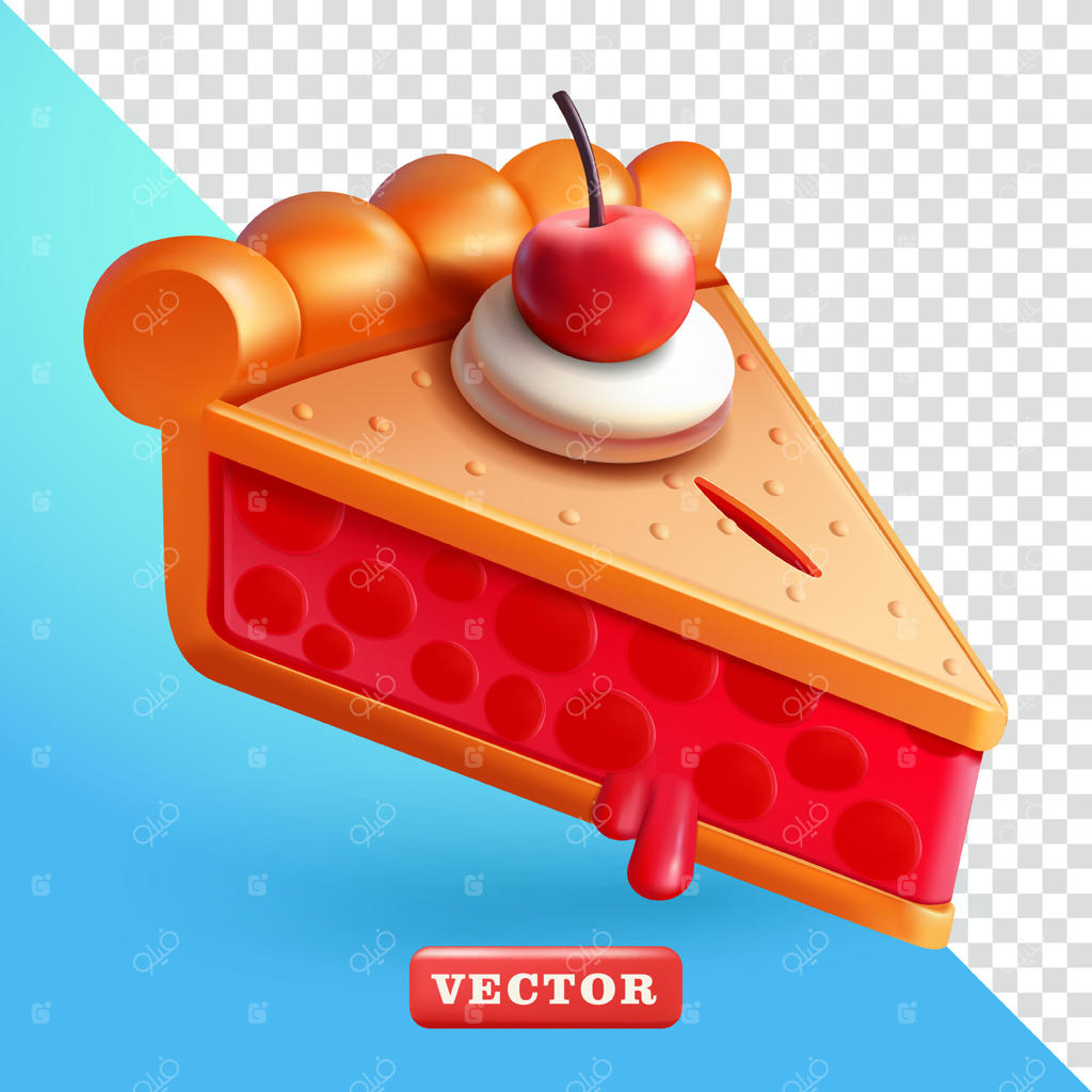 برش پای گیلاس سه‌بعدی؛ مناسب برای طراحی و عناصر غذایی