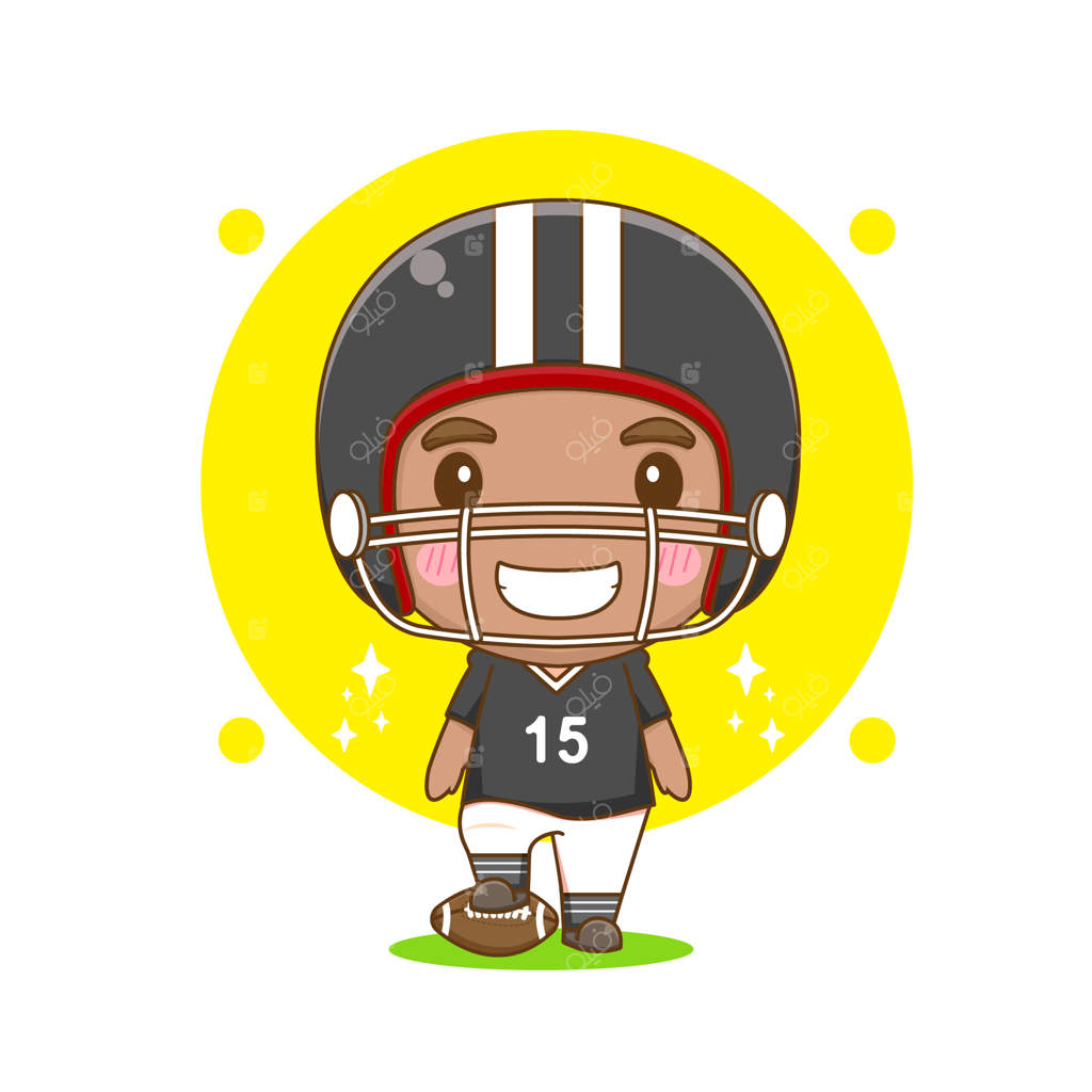 تصویر کارتونی چیبی از بازیکن بامزه فوتبال آمریکایی