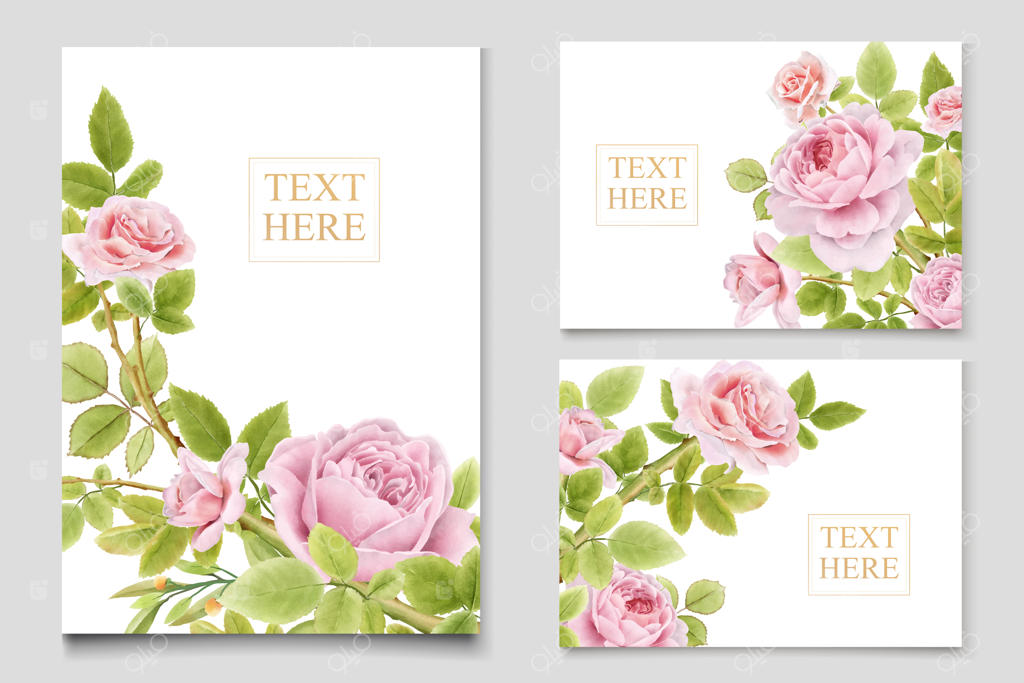 دسته‌گل‌های رز نقاشی شده با آبرنگ دستی