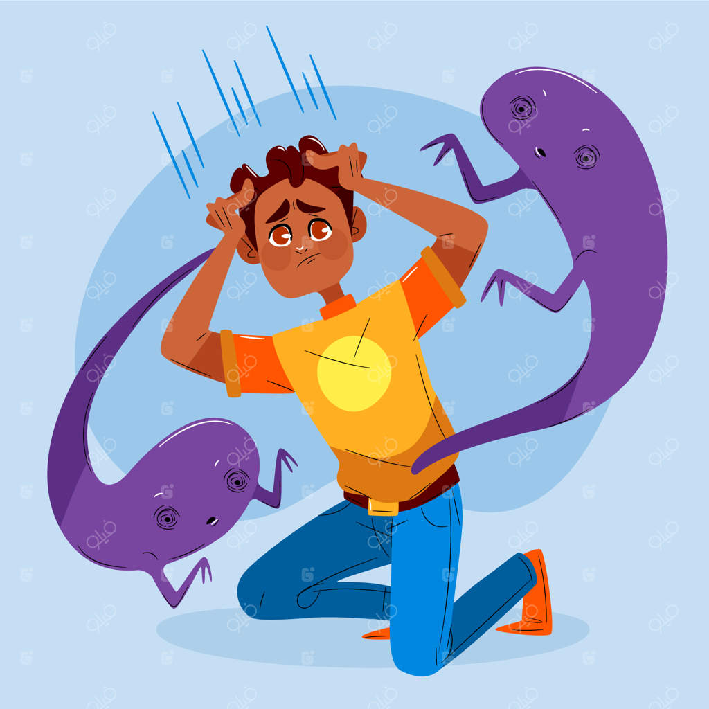 تصویر طراحی دستی اسکیزوفرنی به سبک مسطح