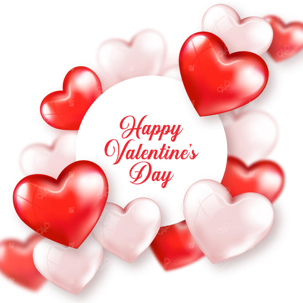 کارت ولنتاین مبارک با قلب‌های قرمز و صورتی جذاب