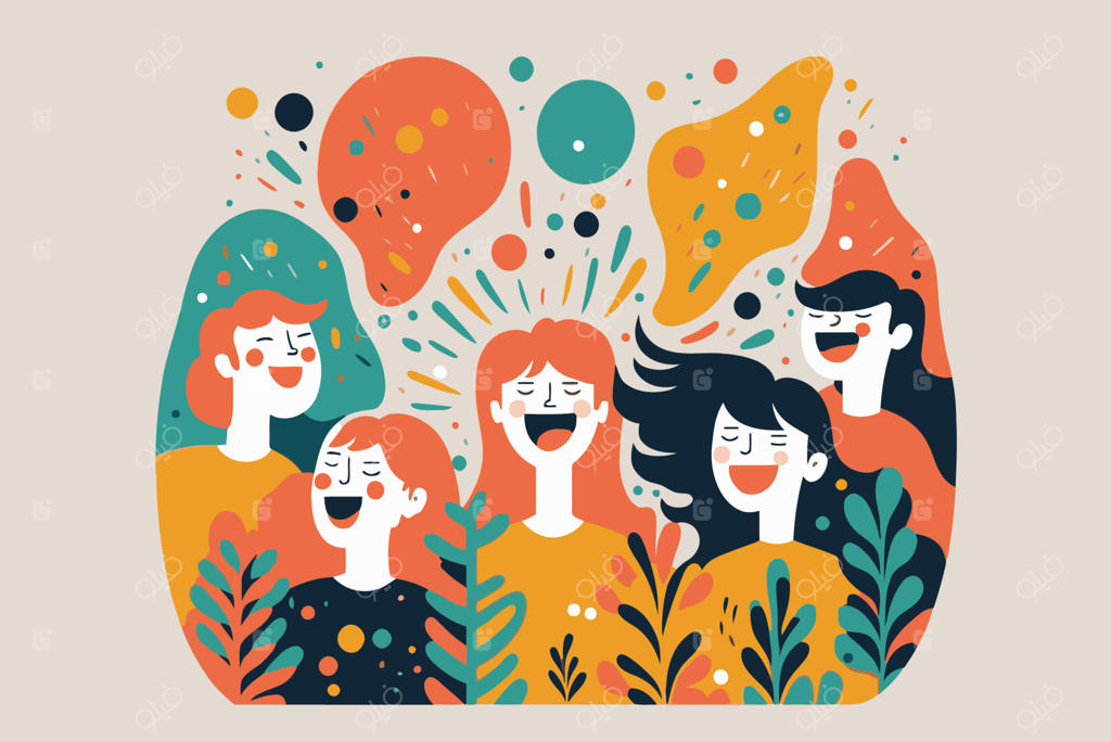 گروه خندان و شاد: پرتره‌ای از دختران و پسران نوجوان در یک مهمانی