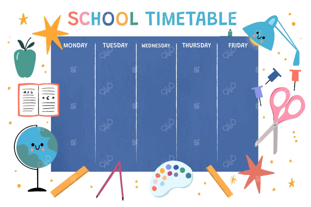 قالب دست‌ساز برنامه زمان‌بندی بازگشت به مدرسه