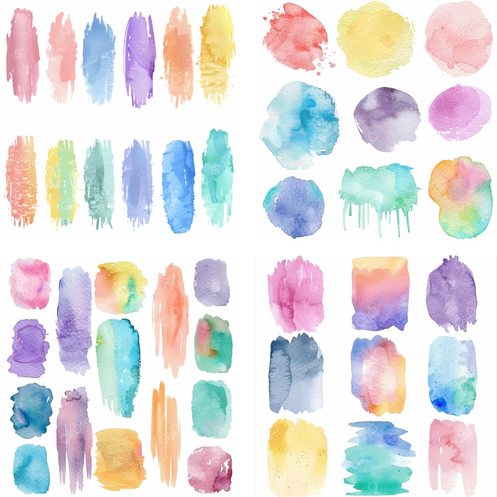 لکه و پاشش جوهر پاستلی رنگارنگ با افکت آبرنگی و بافت زبر خلاقانه