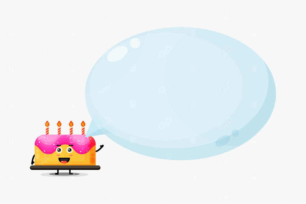 شخصیت کیک تولد بامزه با حباب گفتگو