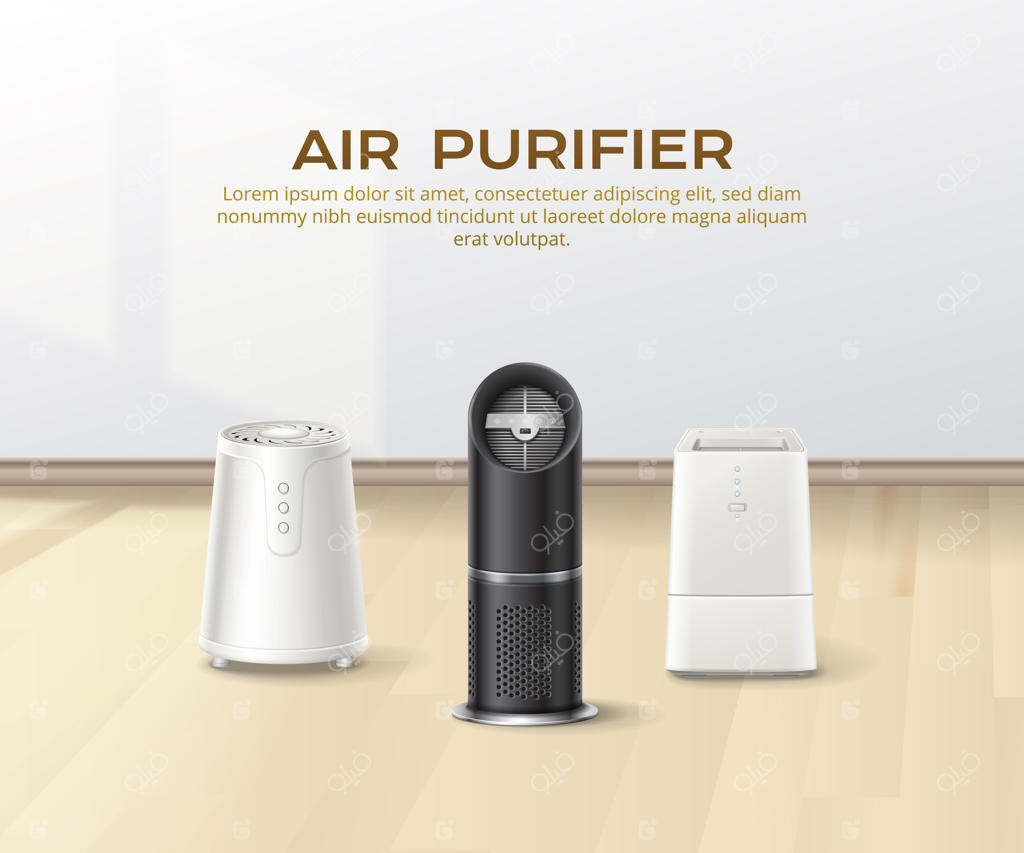 پوستر واقع‌گرایانه دستگاه تصفیه هوا