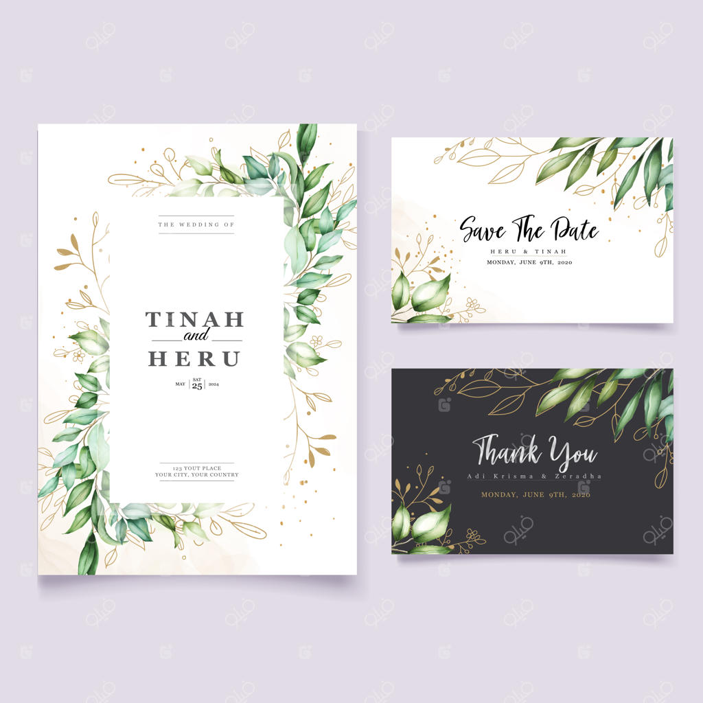 کارت عروسی شیک با طرح گل