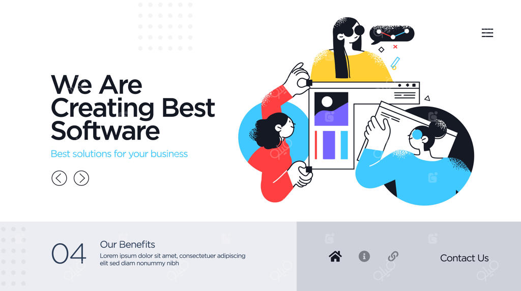 قالب صفحه فرود برای توسعه نرم‌افزارهای کامپیوتری با طراحی مدرن و مینیمال