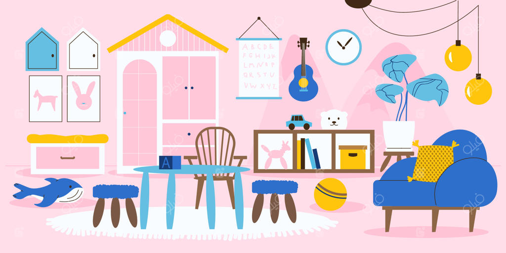 ترکیب‌بندی فضای داخلی اتاق نوزاد