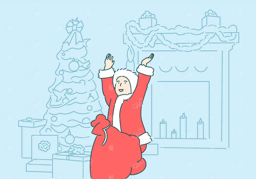 پسر خوشحال در حال باز کردن هدیه جشن کریسمس، سنتی از فصل زمستان.