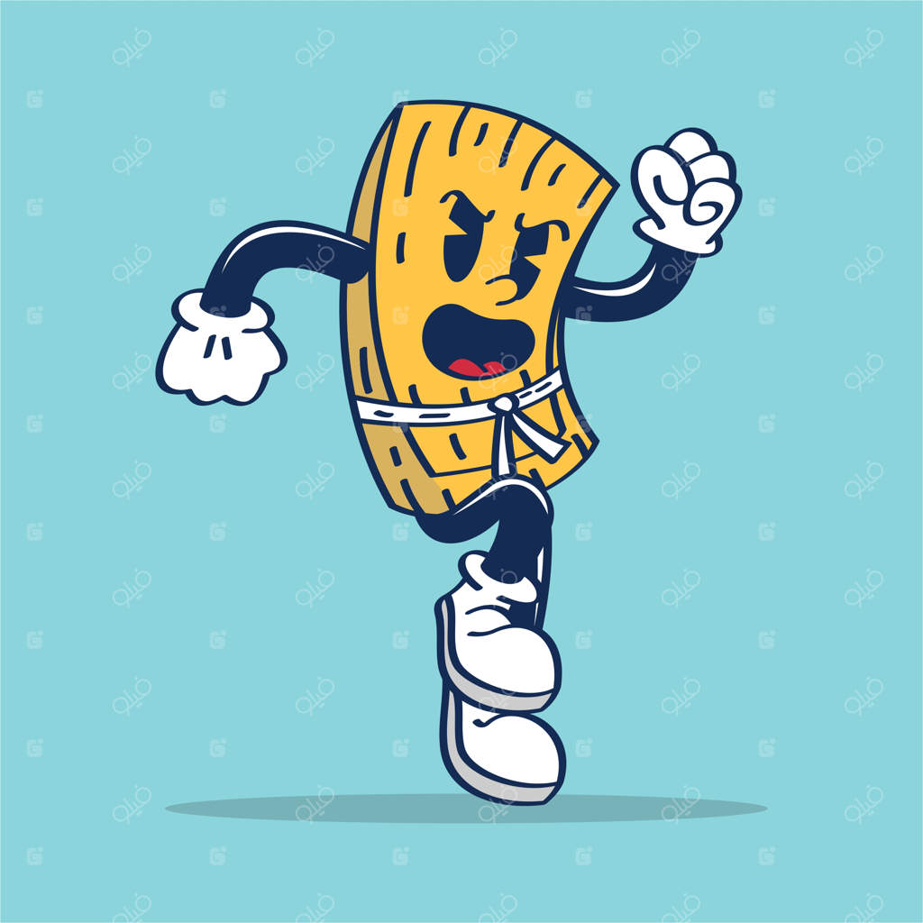 تصویر شخصیت کارتونی یک تاماله آماده برای دویدن، طراحی دستی وکتور